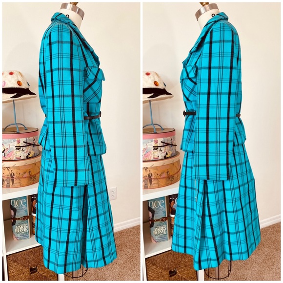 Vintage 60’s/70’s “Mad Men” Plaid Skirt & Jacket Suit - Picture 2 of 15